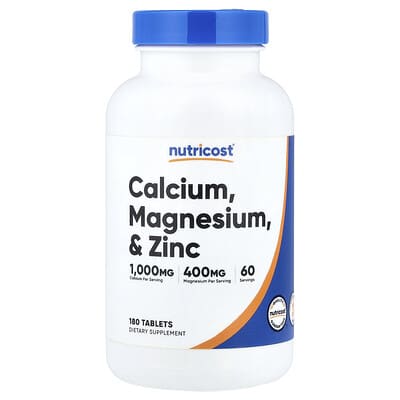Nutricost, Calcium, Magnesium & Zinc, 180 Tablets