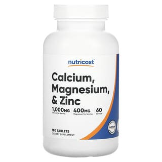 Nutricost‏, Calcium, Magnesium, & Zinc, 180 Tablets