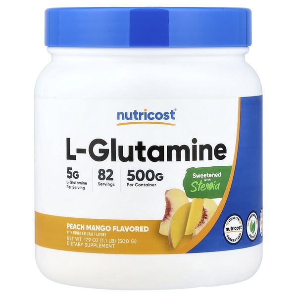 Nutricost, L-Glutamine, Peach Mango, 17.9 oz (500 g) — product photo 1