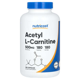 Nutricost, 아세틸 l-카르니틴, 500mg, 캡슐 180정