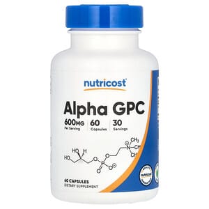 Nutricost, Alpha GPC, Alpha-GPC, 600 mg, 60 Kapseln (300 mg pro Kapsel)