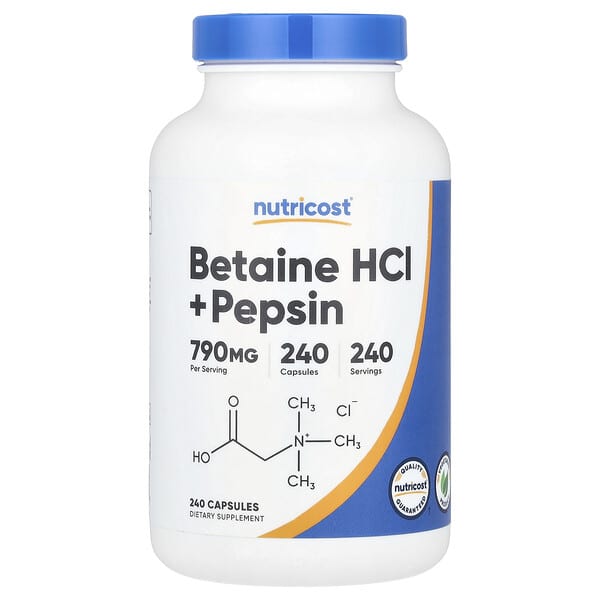 Betaine HCl + Pepsin, 240 Capsules