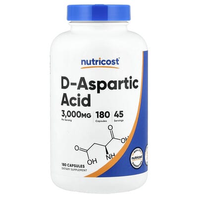 Nutricost, D-Aspartic Acid, 180 Capsules (750 mg per capsule)