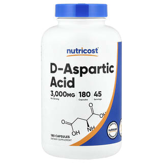 Nutricost, Acide D-aspartique, 180 capsules (750 mg par capsule)