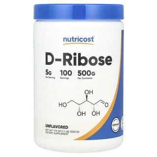 Nutricost, D-Ribose, Unflavored, 1.1 lb (500 g)