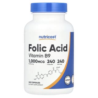 Nutricost, Folic Acid, 1,000 mcg, 240 Capsules