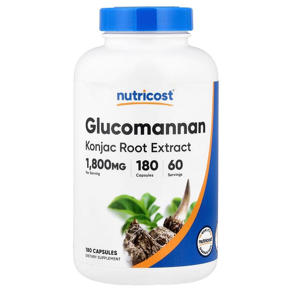 Nutricost, Glucomannan Konjac Root Extract, 180 Capsules (600 mg per Capsule) — product photo 1