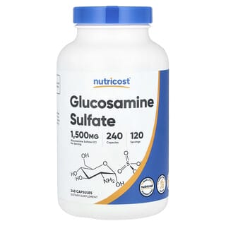 Nutricost, Сульфат глюкозамина, 1500 мг, 240 капсул (750 мг в каждой капсуле)