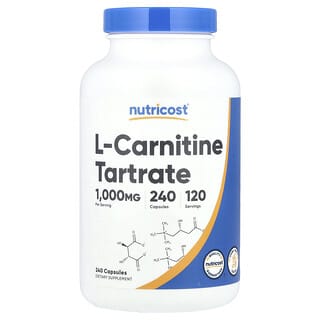 Nutricost, L-Carnitine Tartrate, 1,000 mg, 240 Capsules (500 mg per Capsule)