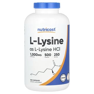 Nutricost, L-Lysine, 1000 mg, 500 capsules (500 mg par capsule)