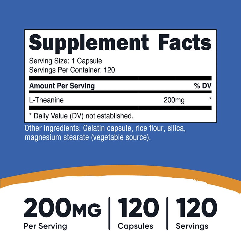 L-teanina, 200 mg, 120 cápsulas