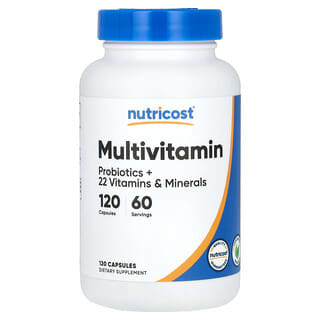 Nutricost, マルチビタミン、プロバイオティクス＋22種類のビタミン＆ミネラル、120粒
