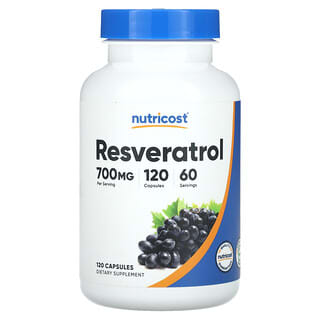 Nutricost, Resveratrol, 700 mg, 120 cápsulas (350 mg por cápsula)