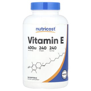 Nutricost, Vitamine E, 180 mg (400 UI), 240 capsules à enveloppe molle