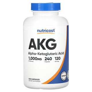 Nutricost, AKG (Alpha-Ketoglutaric Acid), AKG (Alpha-Ketoglutarsäure), 1.000 mg, 240 Kapseln (500 mg pro Kapsel)