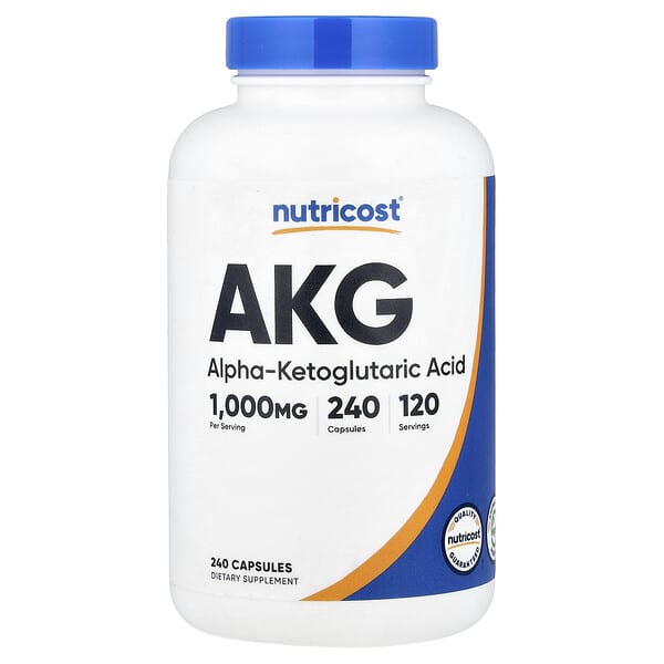 Nutricost, AKG (Alpha-Ketoglutaric Acid), 240 Capsules (500 mg per Capsule) — product photo 1