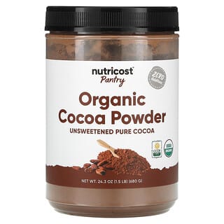Nutricost, Despensa, Cacao orgánico en polvo, Sin endulzar`` 680 g (24,3 oz)