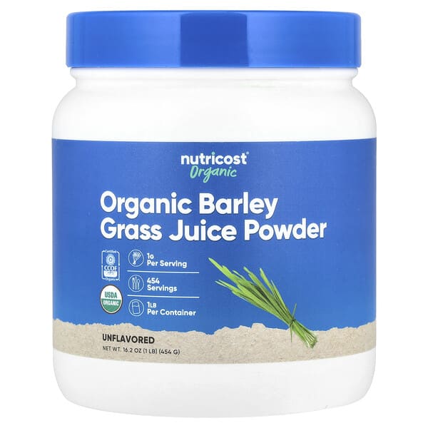 Organic Barley Grass Juice Powder, Unflavored, 16.2 oz (454 g)