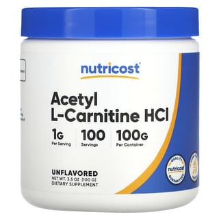 Nutricost, Clorhidrato de acetil L-carnitina, sin sabor, 100 g (3,5 oz)