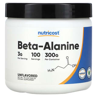 Nutricost, Beta-alanina, sin sabor, 3 g, 300 g (10,6 oz)