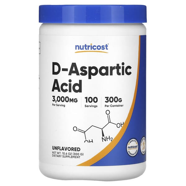 Nutricost, D-Aspartic Acid, Unflavored, 10.6 oz (300 g)