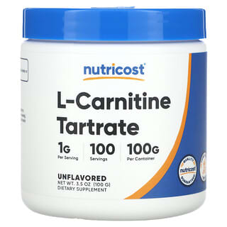 Nutricost, Tartrato de L-carnitina, Sin sabor, 1 g, 100 g (3,5 oz)