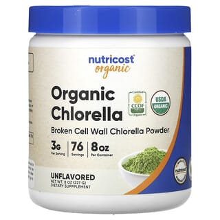 Nutricost, Chlorella Orgânica, Sem Sabor, 227 g (8 oz)