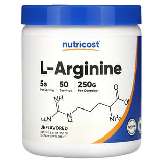 Nutricost, L-аргінін, без смакових добавок, 250 г (8,8 унції)