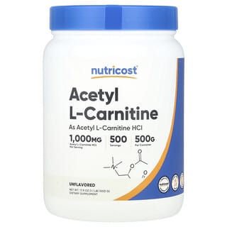 Nutricost, Acétyl-L-carnitine, Non aromatisé, 500 g