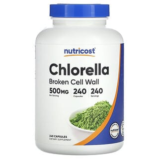 Nutricost, Clorela, 500 mg, 240 cápsulas