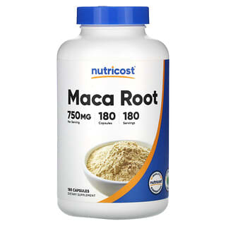 Nutricost, Raiz de maca, 750 mg, 180 cápsulas