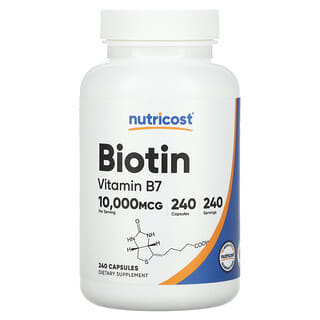 Nutricost, Biotin, 10,000 mcg, 240 Capsules