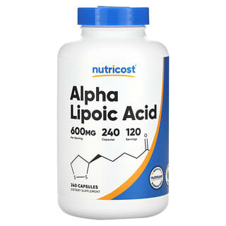 Nutricost, Альфа-липоевая кислота, 600 мг, 240 капсул