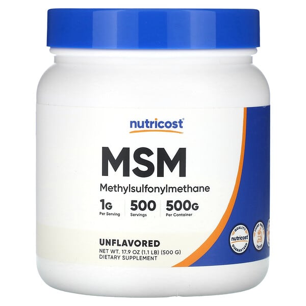 Nutricost, MSM（メチルスルフォニルメタン）、無香料、500g（17.9オンス）