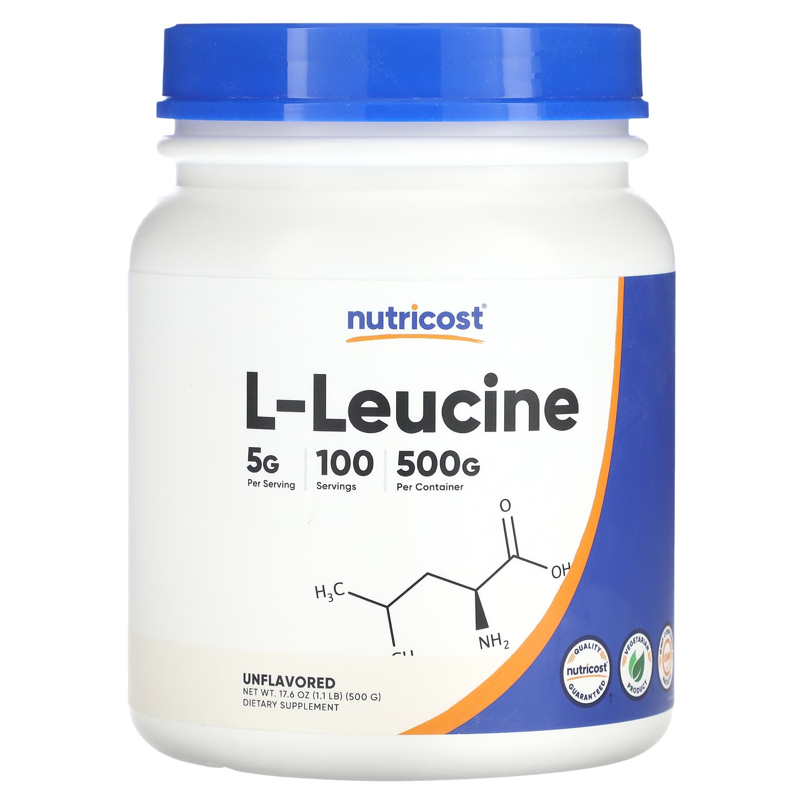Nutricost, L-Leucine, Unflavored, 17.6 oz (500 g) 