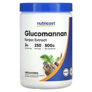 Nutricost, Glucomannan Konjac Extract, Unflavored, 2 g, 1.1 lb (500 g)