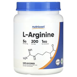 Nutricost, L-аргинин, без добавок, 1 кг (35,3 унции)