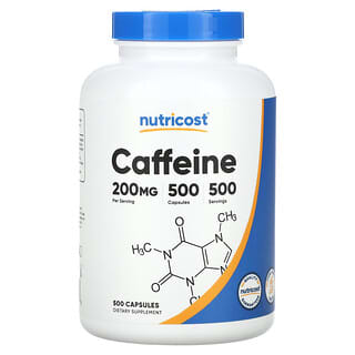 Nutricost, Cafeína, 200 mg, 500 cápsulas