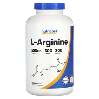 Nutricost, L-Arginine, 500 mg, 300 Capsules