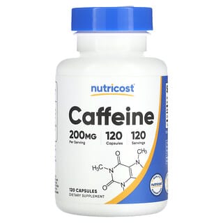 Nutricost, Cafeína, 200 mg, 120 cápsulas