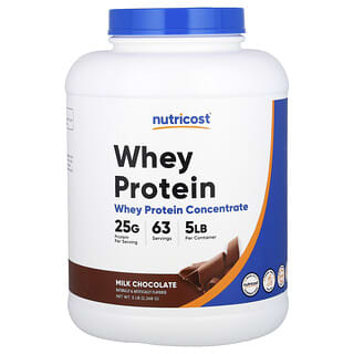 Nutricost, концентрат сывороточного протеина, со вкусом молочного шоколада, 2268 г (5 фунтов)