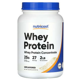 Nutricost, Concentrado de proteína de suero de leche, sin sabor, 907 g (2 lb)
