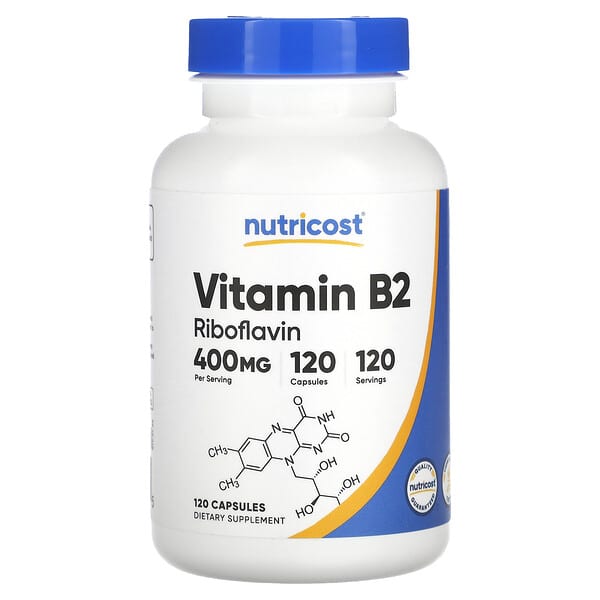 Nutricost, Vitamin B2, 400 Mg, 120 Capsules