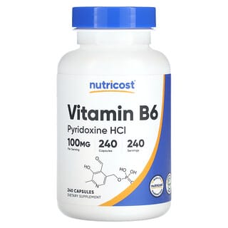 Nutricost, Vitamina B6, 100 mg, 240 cápsulas