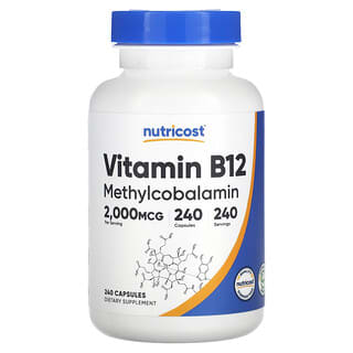 Nutricost‏, "ויטמין B12, ‏2,000 מק""ג, 240 כמוסות."
