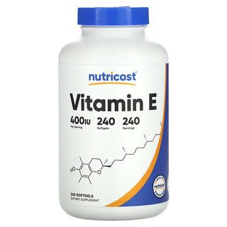 Nutricost, Vitamina E, 400 UI, 240 cápsulas blandas