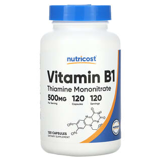 Nutricost, Mononitrate de vitamine B1, 500 mg, 120 capsules