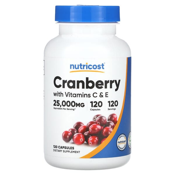 Nutricost, Cranberry With Vitamins C &amp; E, 120 Capsules