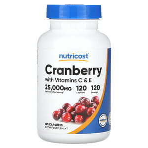 Nutricost, Cranberry With Vitamins C & E, 25,000 mg, 120 Capsules