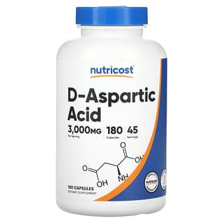 Nutricost, d-аспарагиновая кислота, 3000 мг, 180 капсул (750 мг в 1 капсуле)